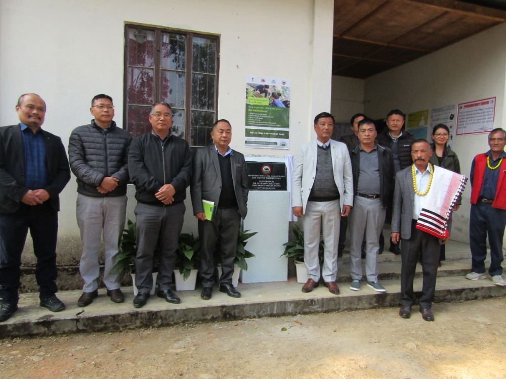 CMO, Kohima Dr. Leamnyei Konyak with Program Officer & Village Council inauguration of Tsiemekhuma SC on December 7.